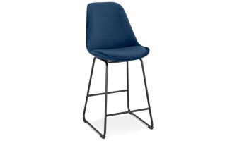 BS04410BUBL 5404028301425 Tabouret snack mi-hauteur BULLY MINI en velours bleu et pieds en métal noir