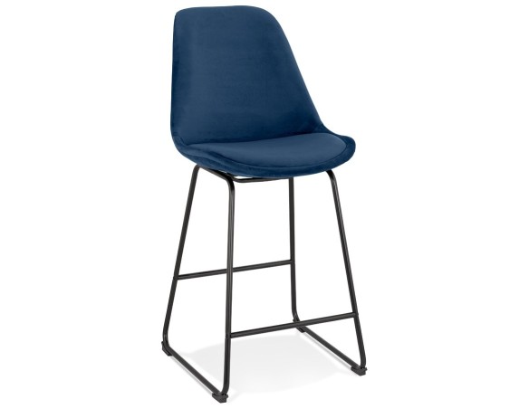 BS04410BUBL 5404028301425 Tabouret snack mi-hauteur BULLY MINI en velours bleu et pieds en métal noir