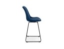 Tabouret snack mi-hauteur BULLY MINI en velours bleu et pieds en métal noir