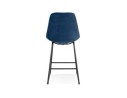 Tabouret snack mi-hauteur BULLY MINI en velours bleu et pieds en métal noir