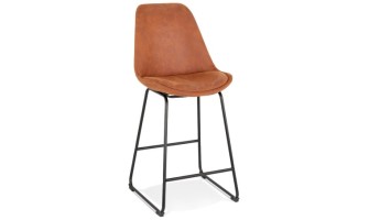 BS04420BRBL 5404028301449 Tabouret snack mi-hauteur BIKI MINI en microfibre brune et pieds en métal noir