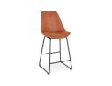 BS04420BRBL 5404028301449 Tabouret snack mi-hauteur BIKI MINI en microfibre brune et pieds en métal noir