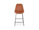 Tabouret snack mi-hauteur BIKI MINI en microfibre brune et pieds en métal noir