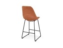 Tabouret snack mi-hauteur BIKI MINI en microfibre brune et pieds en métal noir