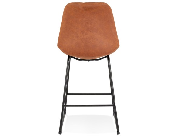 Tabouret snack mi-hauteur BIKI MINI en microfibre brune et pieds en métal noir