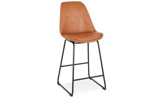 BS04440BRBL 5404028301487 Tabouret snack mi-hauteur FISH MINI en matière synthétique brune et pieds en métal noir
