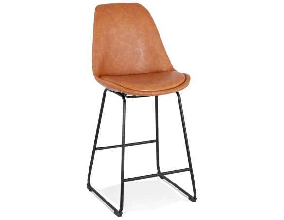BS04440BRBL 5404028301487 Tabouret snack mi-hauteur FISH MINI en matière synthétique brune et pieds en métal noir