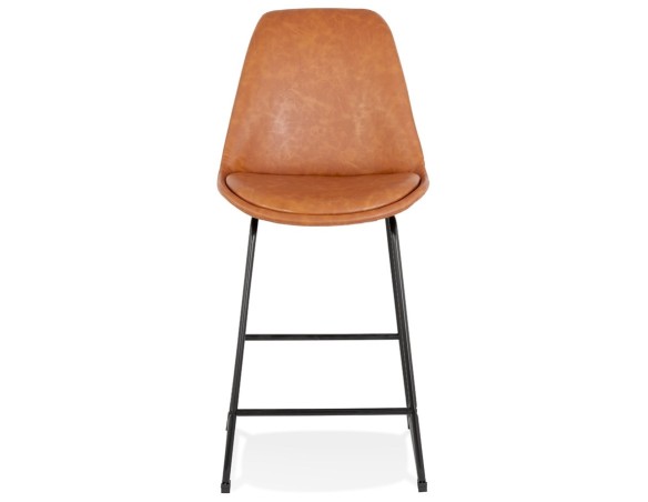 Tabouret snack mi-hauteur FISH MINI en matière synthétique brune et pieds en métal noir