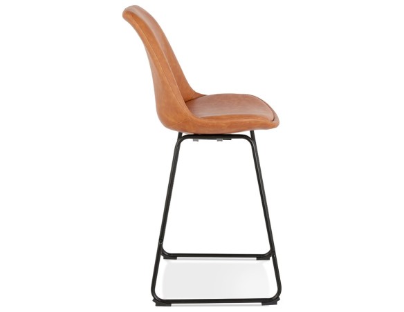 Tabouret snack mi-hauteur FISH MINI en matière synthétique brune et pieds en métal noir