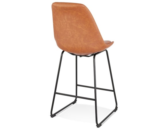 Tabouret snack mi-hauteur FISH MINI en matière synthétique brune et pieds en métal noir