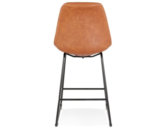 Tabouret snack mi-hauteur FISH MINI en matière synthétique brune et pieds en métal noir