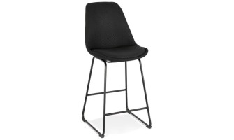 BS04450BLBL 5404028301500 Tabouret snack mi-hauteur RIGO MINI en tissu noir et pieds en métal noir