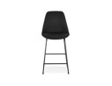 Tabouret snack mi-hauteur RIGO MINI en tissu noir et pieds en métal noir