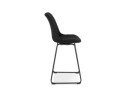 Tabouret snack mi-hauteur RIGO MINI en tissu noir et pieds en métal noir