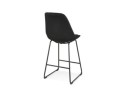 Tabouret snack mi-hauteur RIGO MINI en tissu noir et pieds en métal noir