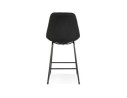 Tabouret snack mi-hauteur RIGO MINI en tissu noir et pieds en métal noir