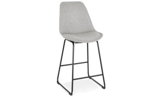 BS04460GRBL 5404028301524 Tabouret snack mi-hauteur RIGO MINI en tissu gris et pieds en métal noir