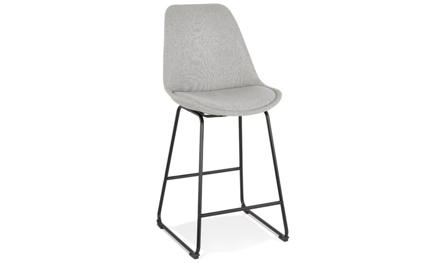 BS04460GRBL 5404028301524 Tabouret snack mi-hauteur RIGO MINI en tissu gris et pieds en métal noir