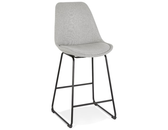 BS04460GRBL 5404028301524 Tabouret snack mi-hauteur RIGO MINI en tissu gris et pieds en métal noir