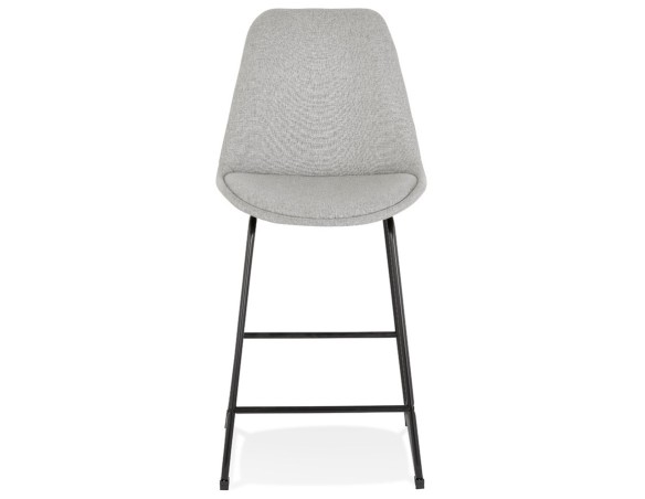 Tabouret snack mi-hauteur RIGO MINI en tissu gris et pieds en métal noir