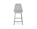 Tabouret snack mi-hauteur RIGO MINI en tissu gris et pieds en métal noir