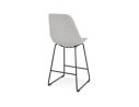 Tabouret snack mi-hauteur RIGO MINI en tissu gris et pieds en métal noir