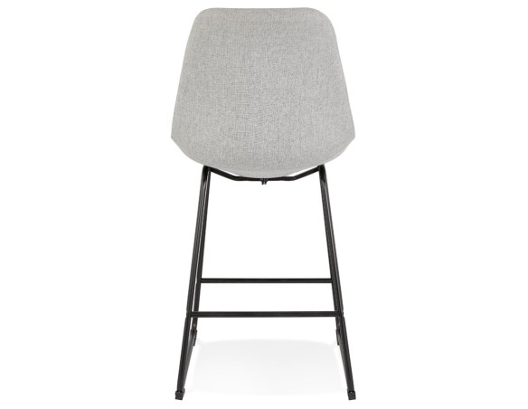 Tabouret snack mi-hauteur RIGO MINI en tissu gris et pieds en métal noir