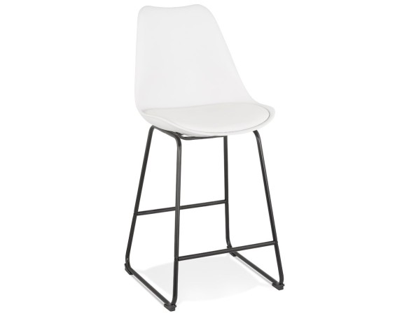 BS04470WHBL 5404028301548 Tabouret snack mi-hauteur CHOKO MINI blanc et pieds en métal noir