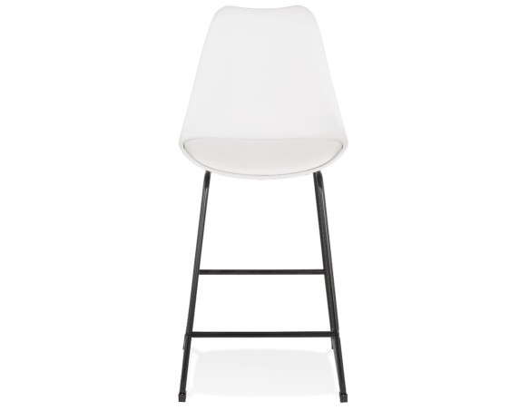 Tabouret snack mi-hauteur CHOKO MINI blanc et pieds en métal noir