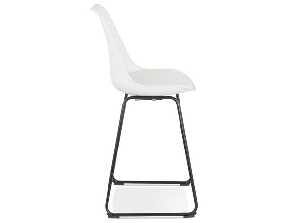 Tabouret snack mi-hauteur CHOKO MINI blanc et pieds en métal noir