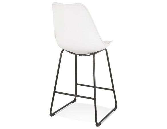 Tabouret snack mi-hauteur CHOKO MINI blanc et pieds en métal noir