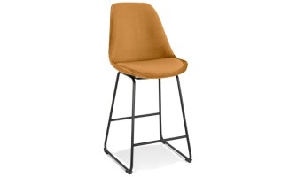 BS05570MUBL 5404028318317 Tabouret snack mi-hauteur BULLY MINI en velours moutarde et pieds en métal noir