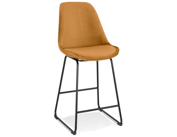 BS05570MUBL 5404028318317 Tabouret snack mi-hauteur BULLY MINI en velours moutarde et pieds en métal noir
