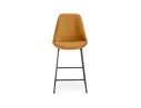 Tabouret snack mi-hauteur BULLY MINI en velours moutarde et pieds en métal noir