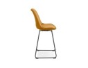 Tabouret snack mi-hauteur BULLY MINI en velours moutarde et pieds en métal noir
