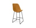 Tabouret snack mi-hauteur BULLY MINI en velours moutarde et pieds en métal noir