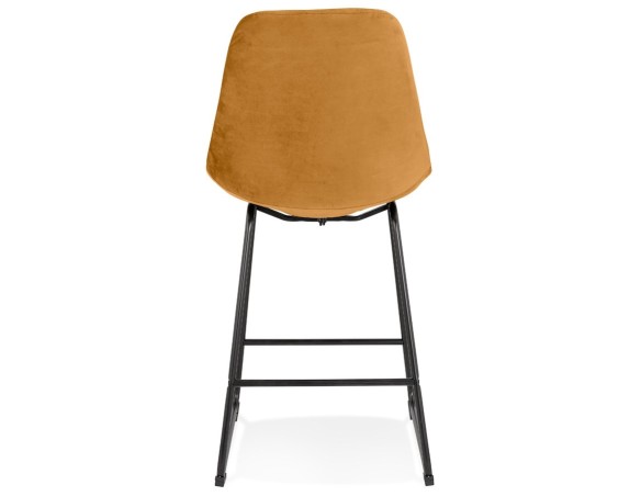 Tabouret snack mi-hauteur BULLY MINI en velours moutarde et pieds en métal noir