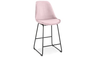 BS05590PIBL 5404028318355 Tabouret snack mi-hauteur BULLY MINI en velours rose et pieds en métal noir