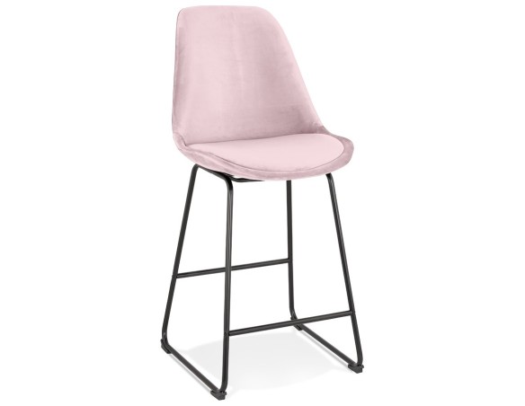 BS05590PIBL 5404028318355 Tabouret snack mi-hauteur BULLY MINI en velours rose et pieds en métal noir