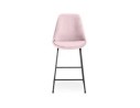 Tabouret snack mi-hauteur BULLY MINI en velours rose et pieds en métal noir