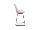Tabouret snack mi-hauteur BULLY MINI en velours rose et pieds en métal noir