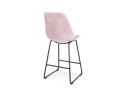 Tabouret snack mi-hauteur BULLY MINI en velours rose et pieds en métal noir