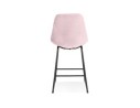 Tabouret snack mi-hauteur BULLY MINI en velours rose et pieds en métal noir