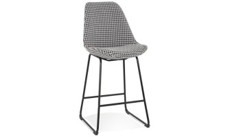 BS05610DIBL 5404028318393 Tabouret snack mi-hauteur BULLY MINI en tissu pied de poule et pieds en métal noir