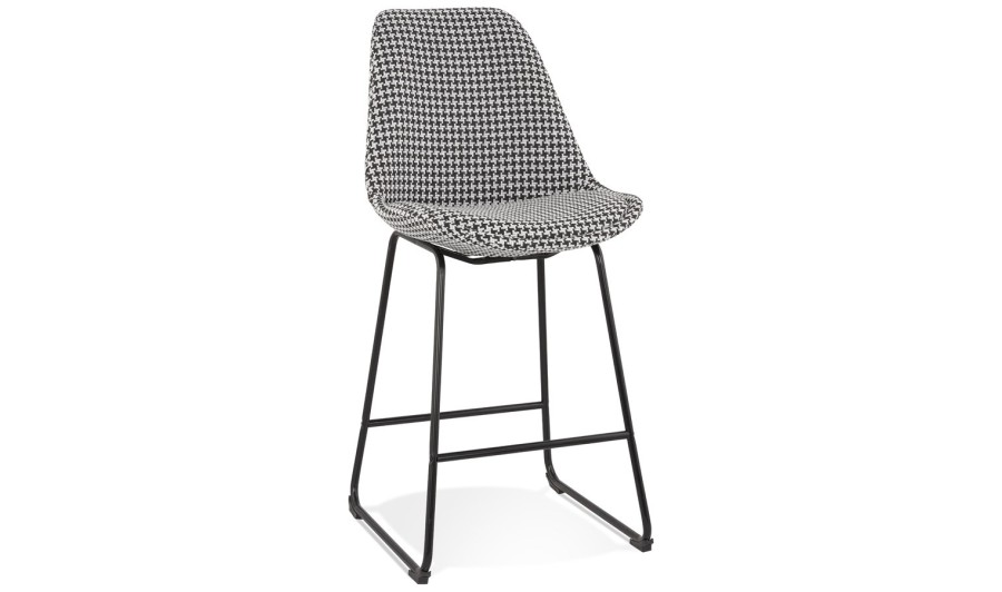 BS05610DIBL 5404028318393 Tabouret snack mi-hauteur BULLY MINI en tissu pied de poule et pieds en métal noir