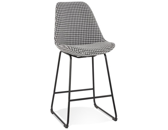BS05610DIBL 5404028318393 Tabouret snack mi-hauteur BULLY MINI en tissu pied de poule et pieds en métal noir