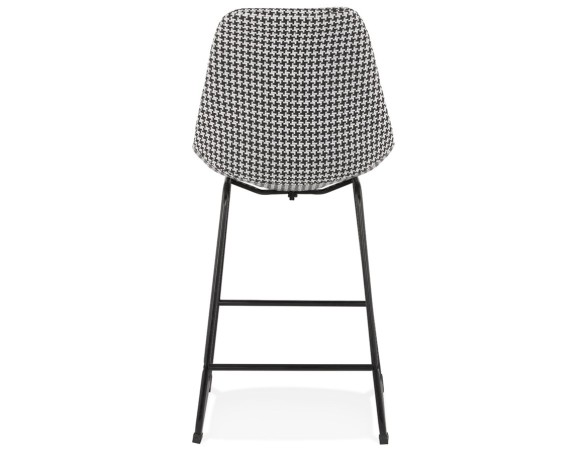 Tabouret snack mi-hauteur BULLY MINI en tissu pied de poule et pieds en métal noir