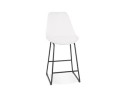 BS06210WHBL 5404028336861 Tabouret snack mi-hauteur ALICE MINI en tissu bouloché blanc et pied traineau en métal noir