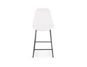 Tabouret snack mi-hauteur ALICE MINI en tissu bouloché blanc et pied traineau en métal noir