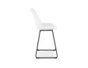 Tabouret snack mi-hauteur ALICE MINI en tissu bouloché blanc et pied traineau en métal noir